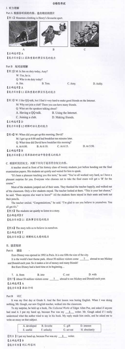 2017上海三校生(英語)學業水平考試模擬試題(含答案)