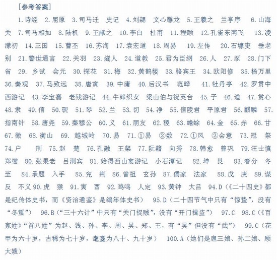 高考語文“重災區”數字型國學常識測試100題(含答案)